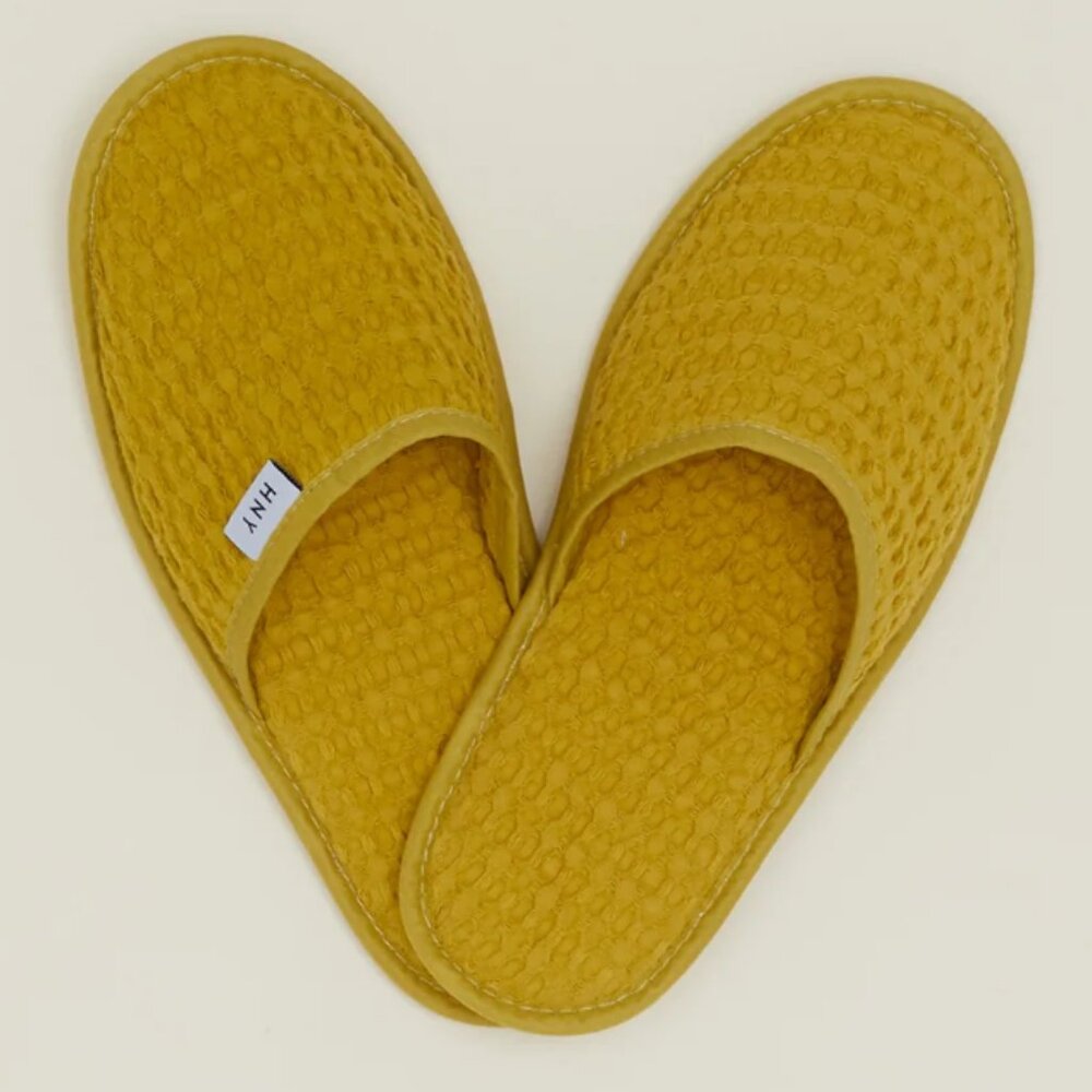 Hay - Mustard Yellow Simple Waffle Slippers - Size Small